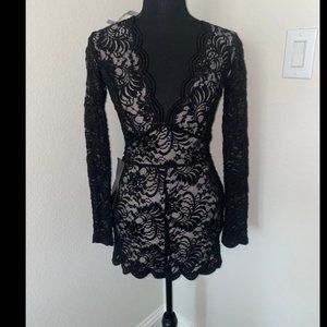 BNWT Bebe Black Lace Scallop dress